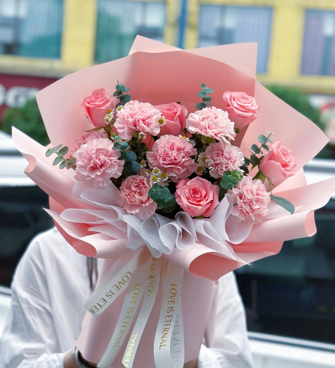 母亲节粉玫瑰粉色康乃馨混搭花束 母亲节到了,希望这个性价比比较高的