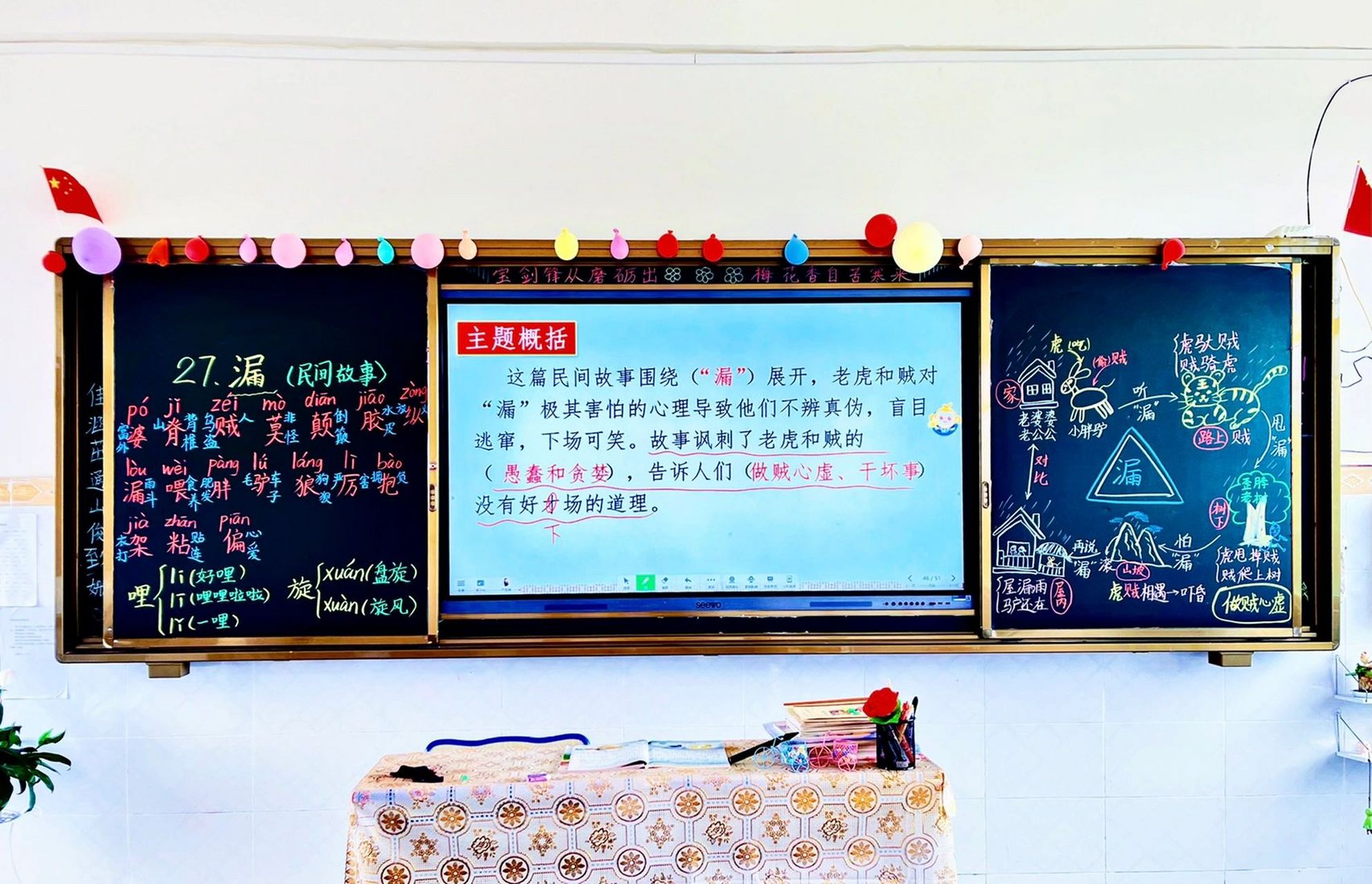 三年级下册《漏》板书及课堂笔记