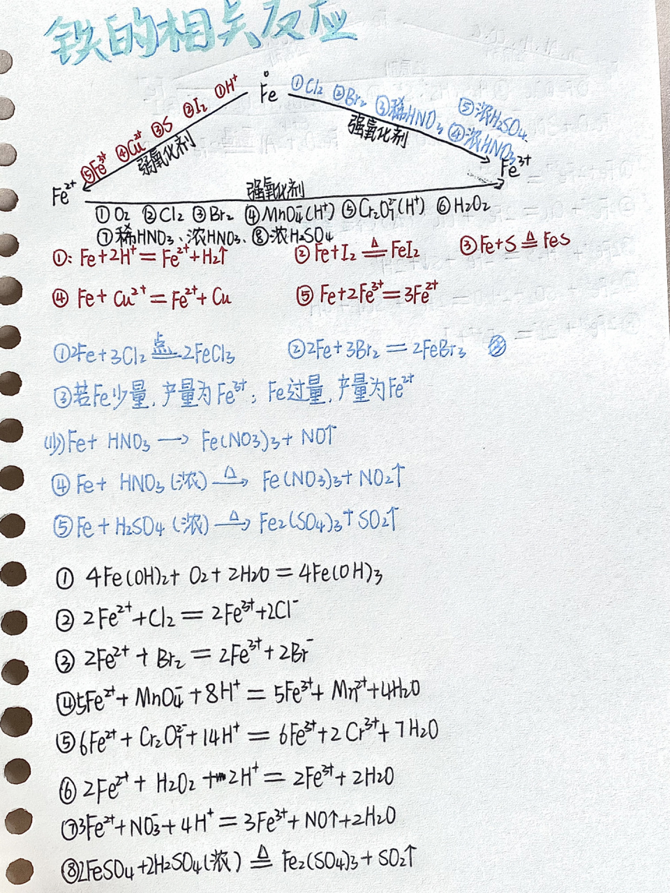 化学"铁三角":铁的相关化学反应 从杰哥那里总结的笔记,希望能够帮助