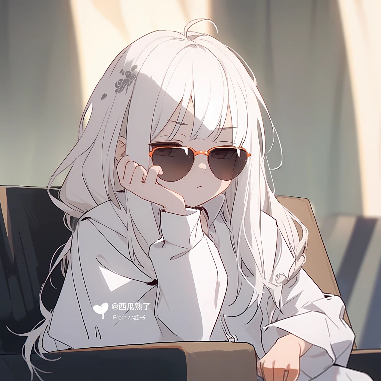 酷酷头像‖墨镜一戴,谁都不爱 #ai绘画# #女生头像# #头像# #动漫女头