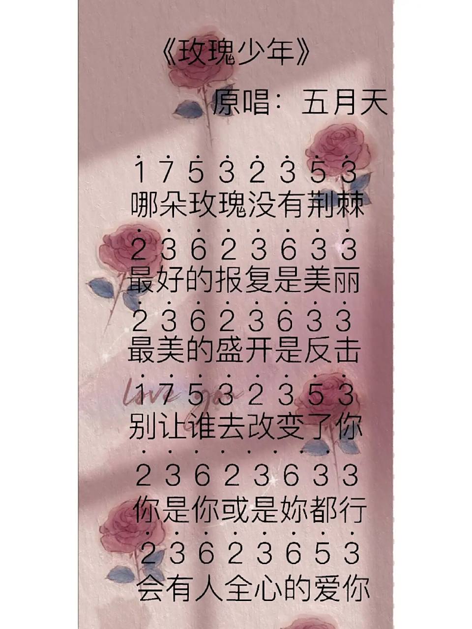 《玫瑰少年》简谱