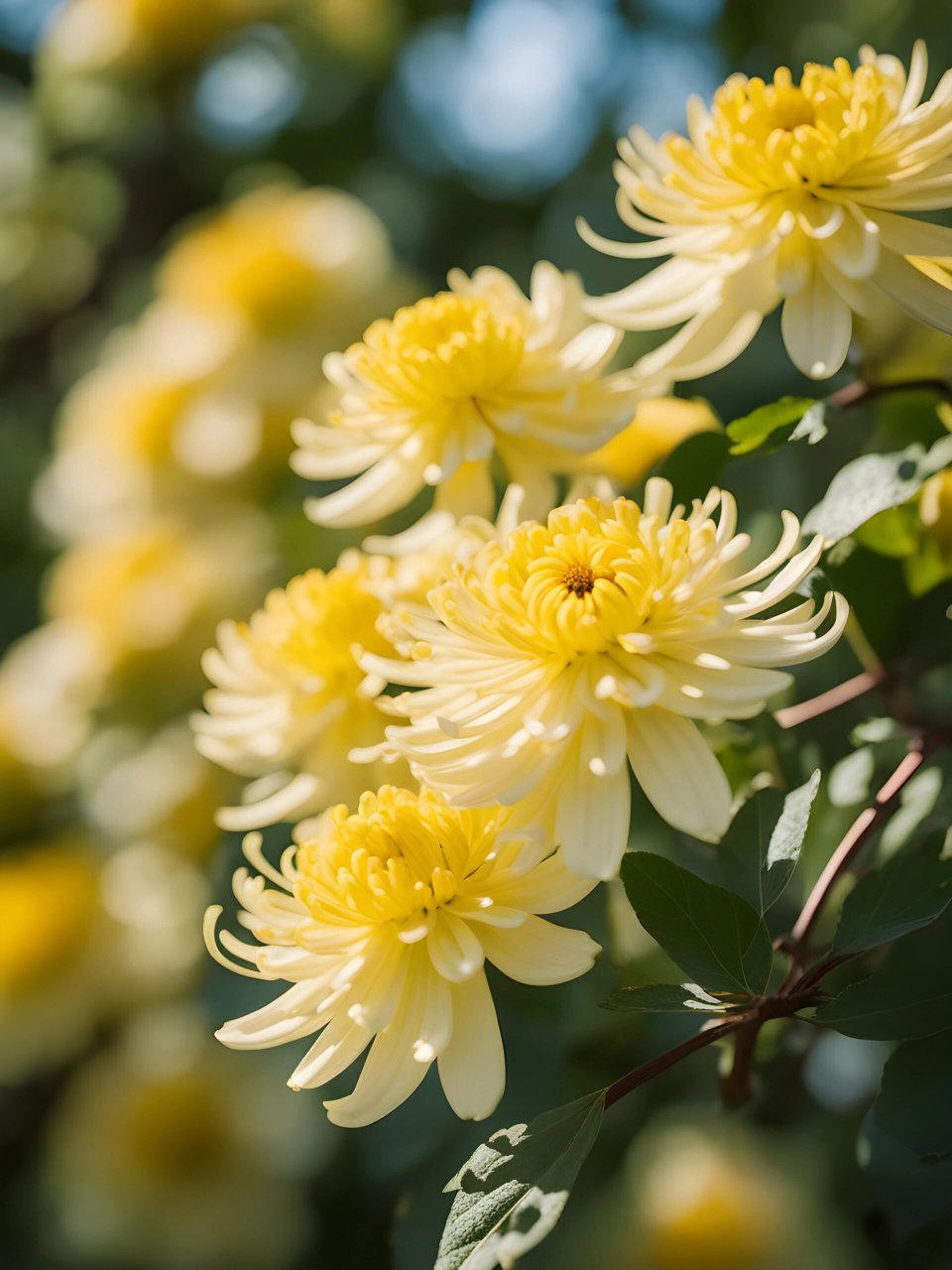 秋菊|背景图|风景|插画|壁纸 秋日薄暮,用菊花煮竹叶青,人与海棠俱醉