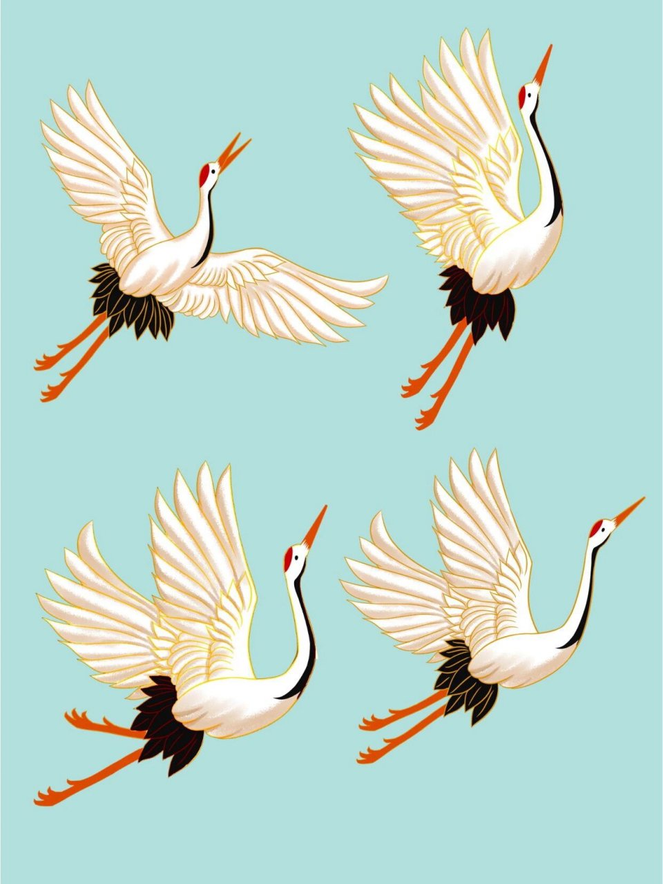 国风免抠|仙鹤逢重阳~岁岁皆平安png素材 国风仙鹤元素|水墨仙鹤元素