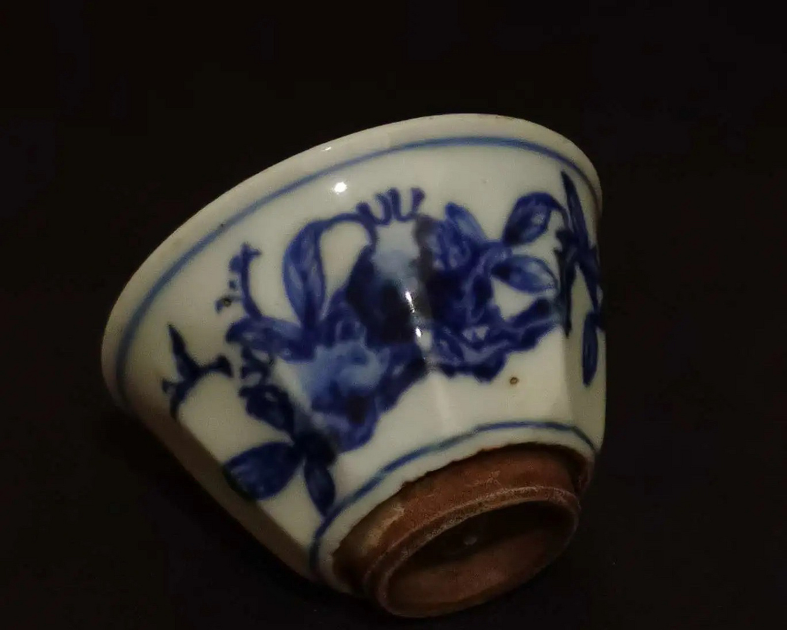 日本江户时期京烧名工平安乐亭青花花绘茶杯 平安.