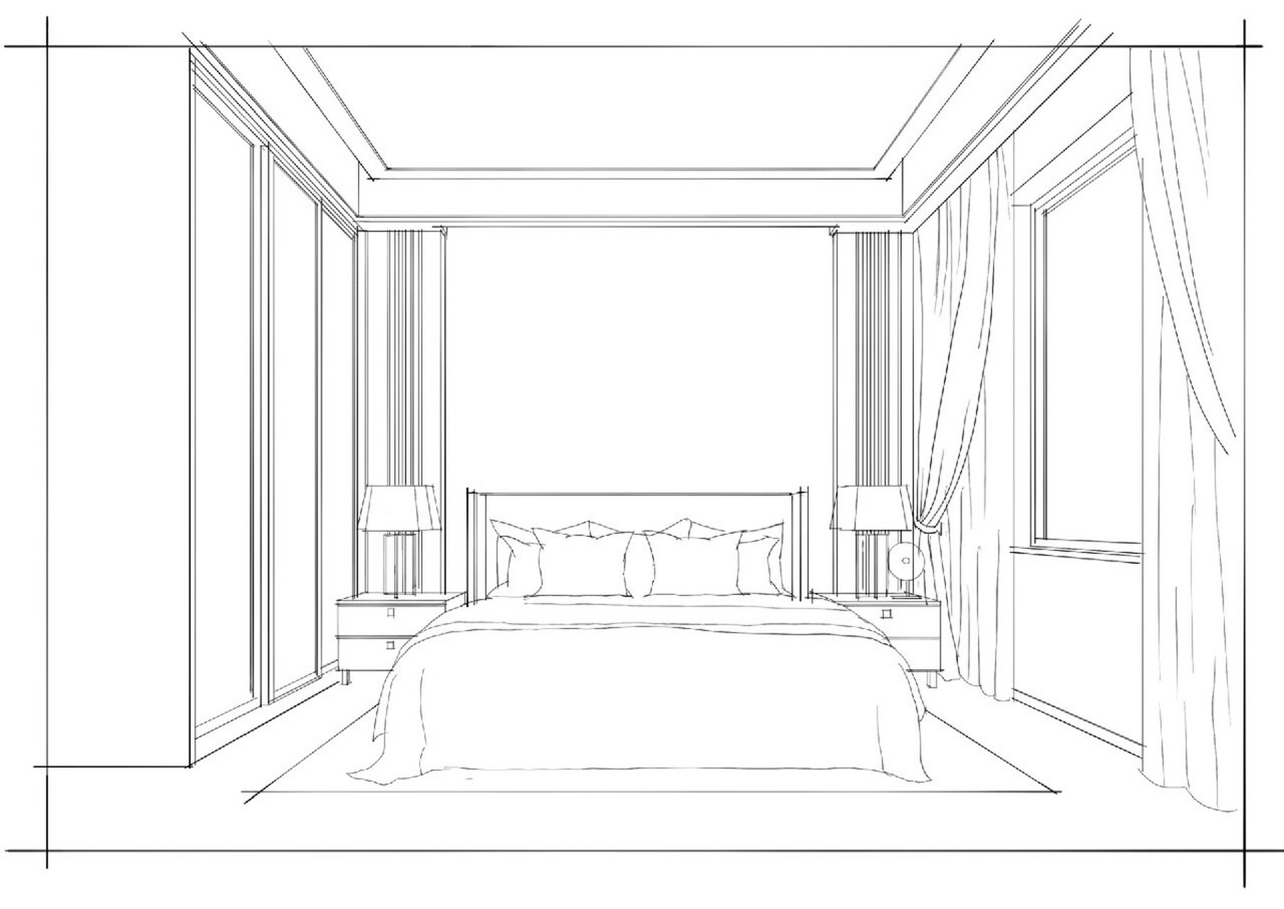 室内设计手绘图-卧室