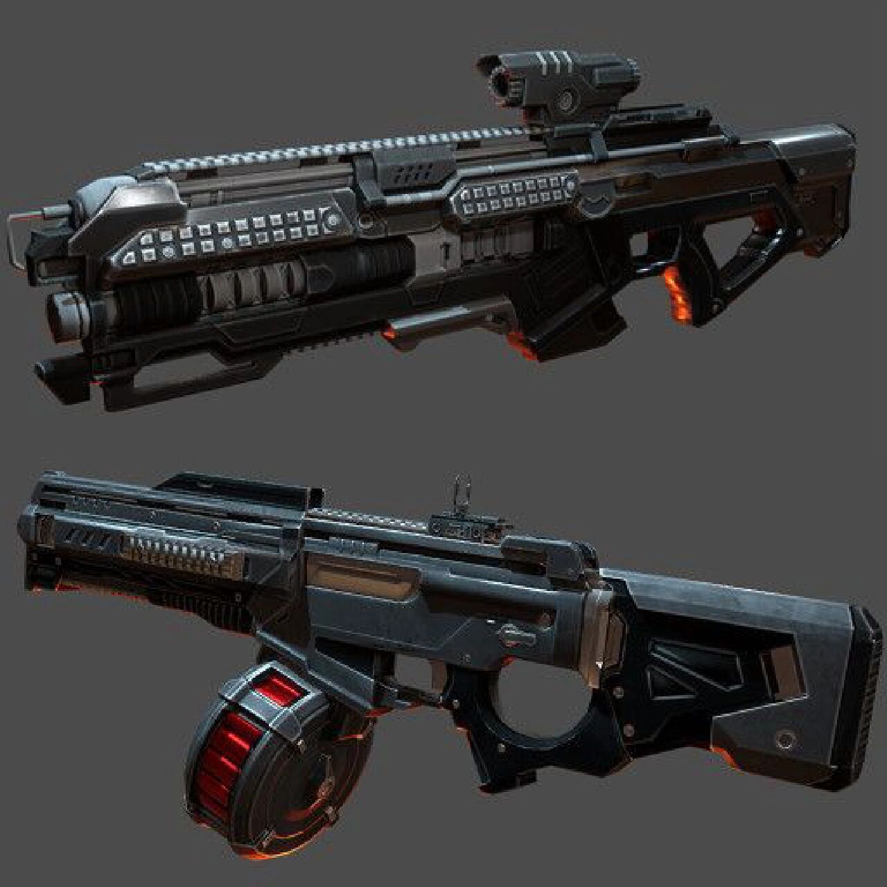 科幻硬表面枪械设计素材(提高审美) 硬科幻题材机械硬表面枪械设计