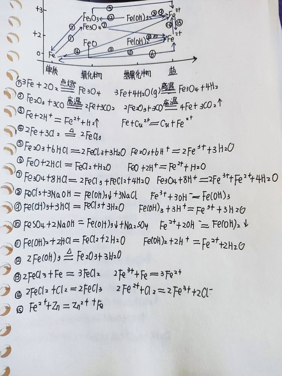 必修一化学中fe al na cl2的价类二维图