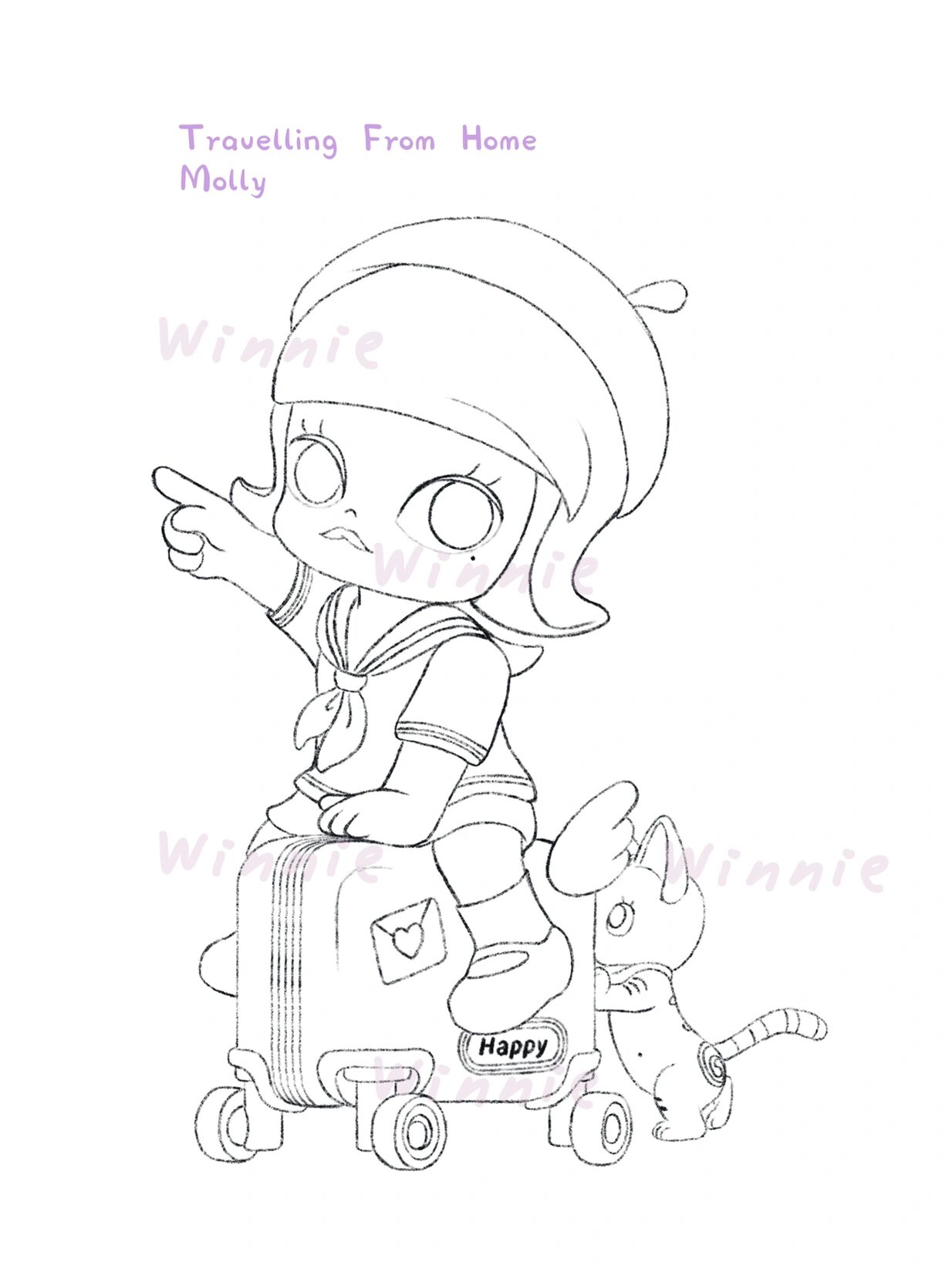 molly宅家大冒险/附线稿 老规矩:完整绘画过程视频在