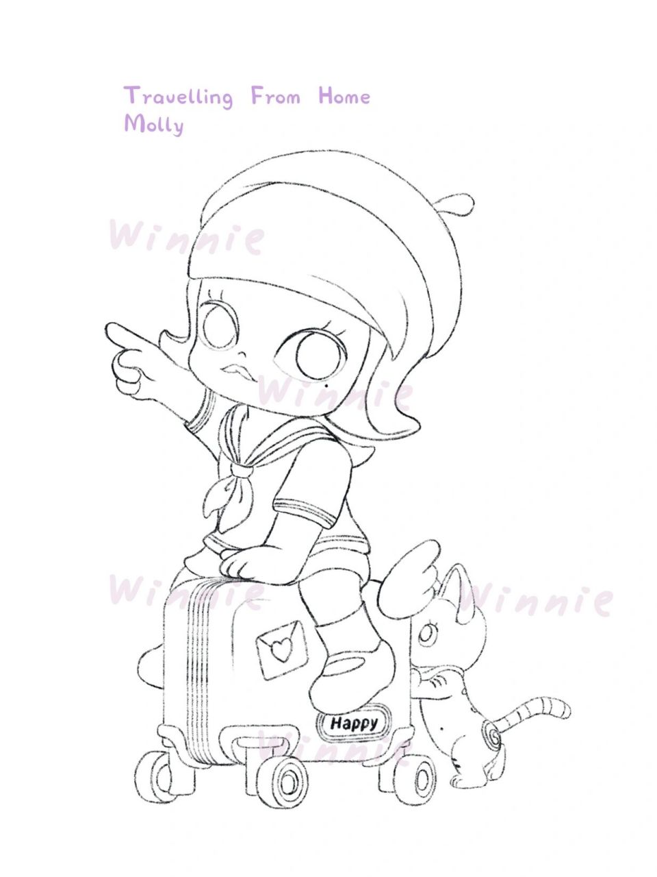 【手绘彩铅盲盒】molly宅家大冒险/附线稿 老规矩:完整绘画过程视频在