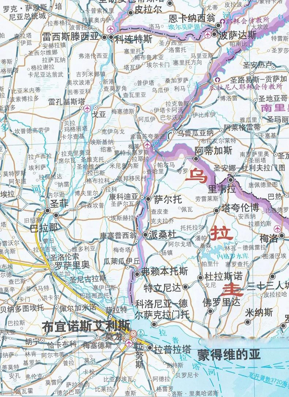 拉普拉塔河下游宽度有50公里,河口最宽处230公里,这是世界上最宽的