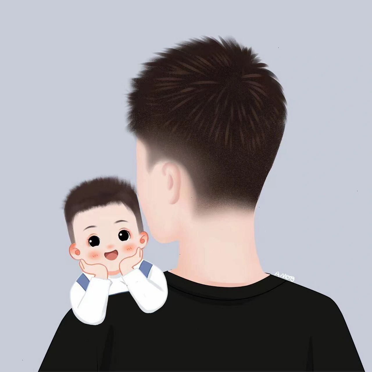 一家三口亲子卡通头像 简简单单就是幸福