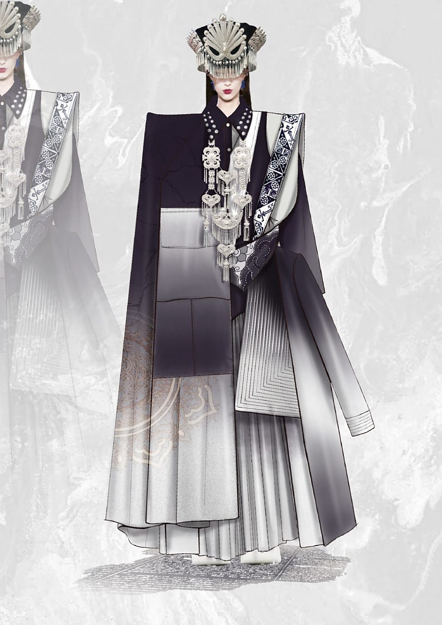 民族服装效果图系列【彝族】(附步骤图) 特别喜欢彝族服饰的大气.