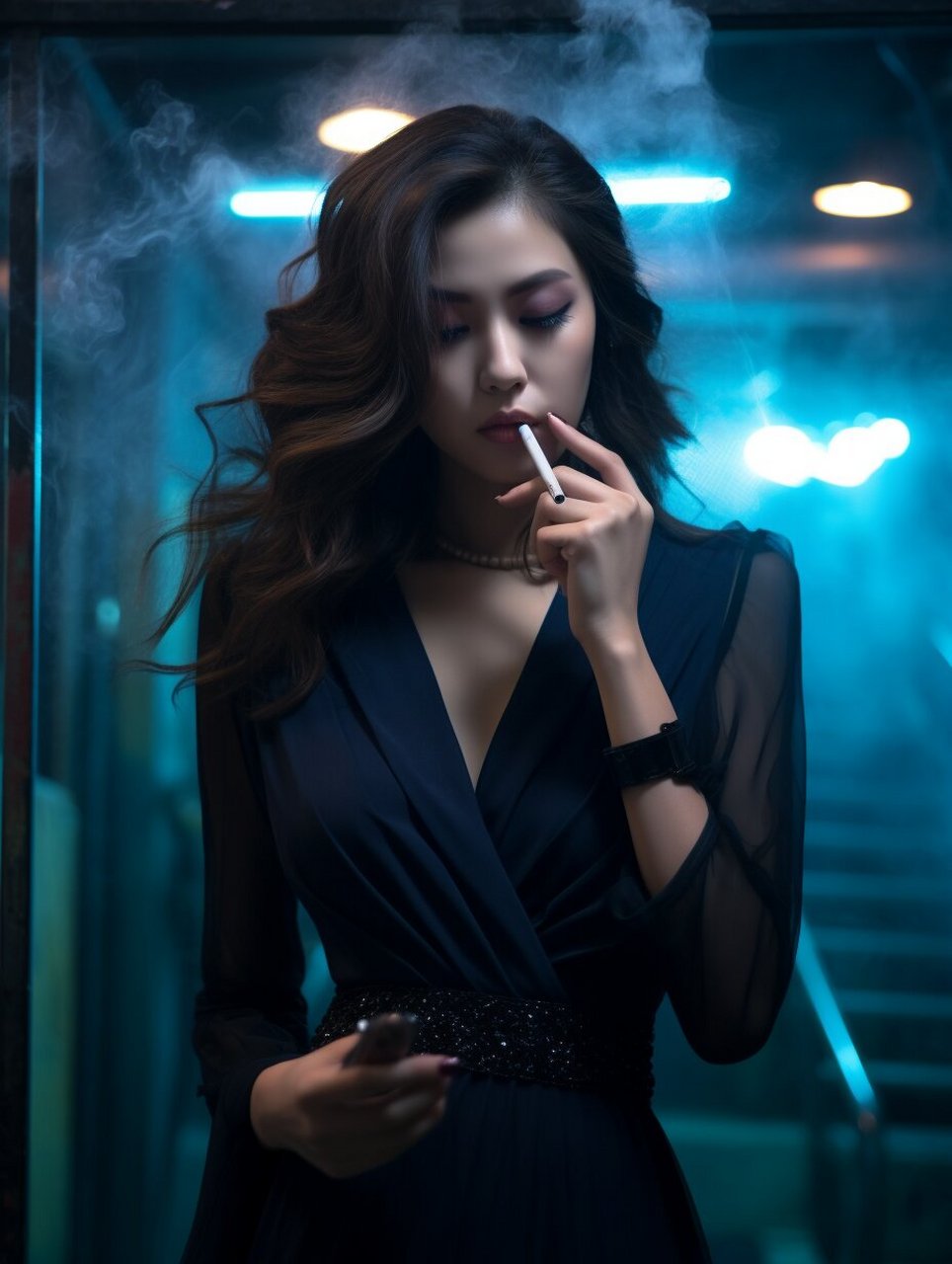 抽烟女头影子图片