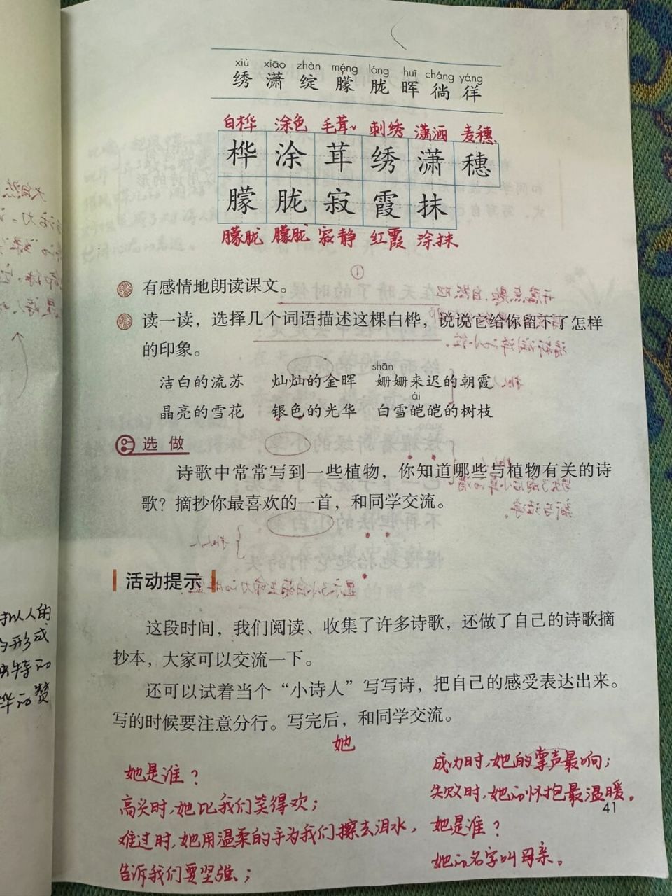 46615下备课笔记/《白桦》98 #四年级下册语文# #小学语文备课