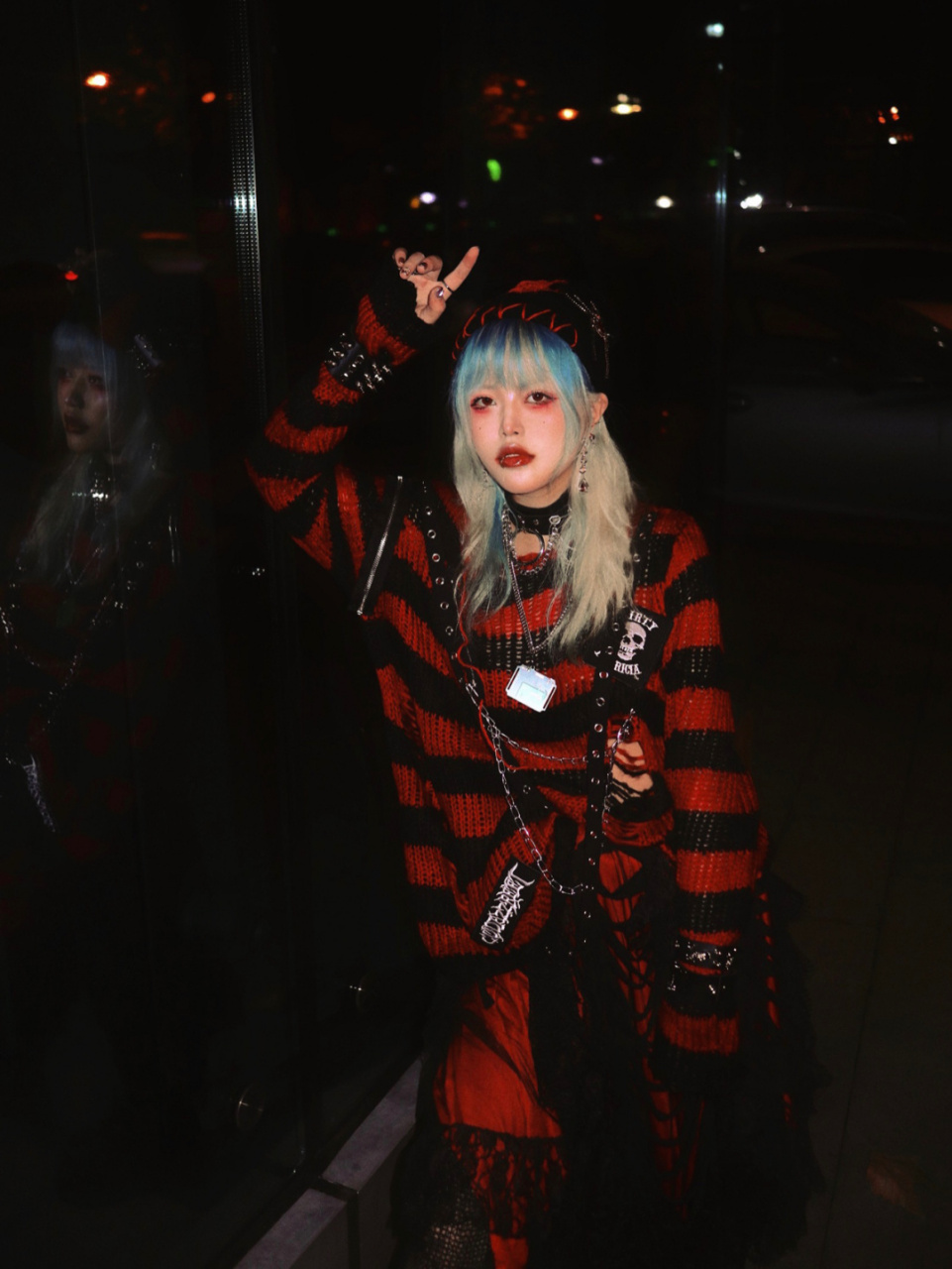 ootd|黑红亚文化穿搭|暗黑朋克原宿辣妹 衣服:pink killer 裙子:吉儿