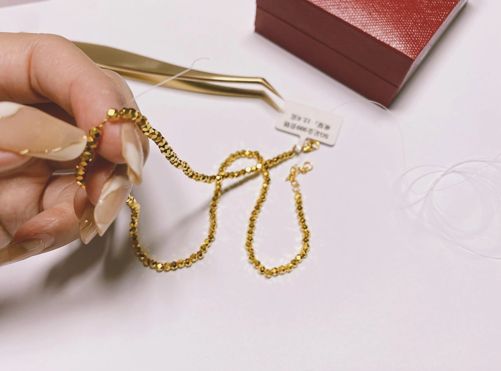 足金999蹦迪链穿鱼线小窍门 最近掉进黄金坑里了买个不停!