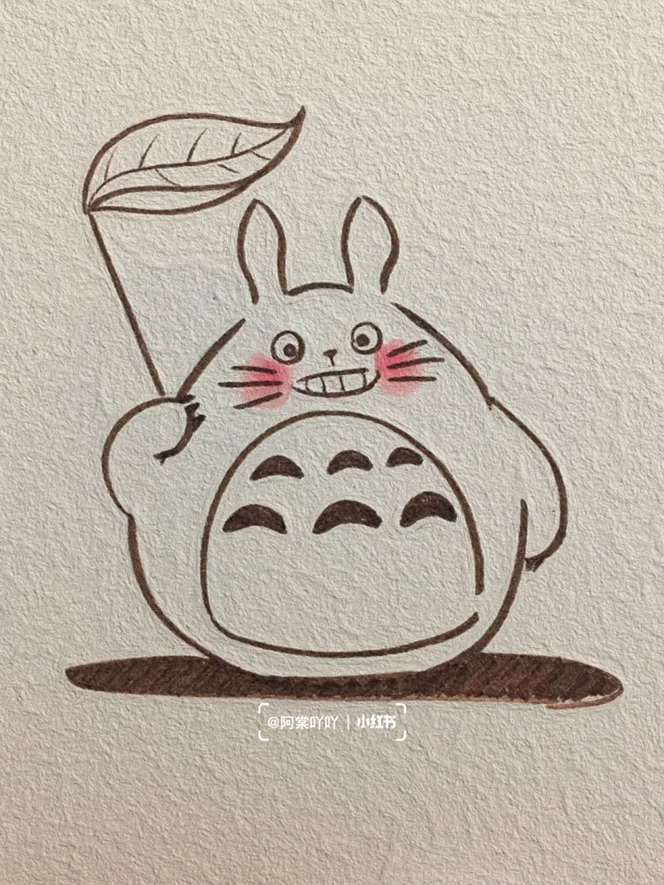 可爱简笔画 龙猫//附过程 今日份 叮～ 请查收 ~~~~~~~~~~~~~~ 卡通