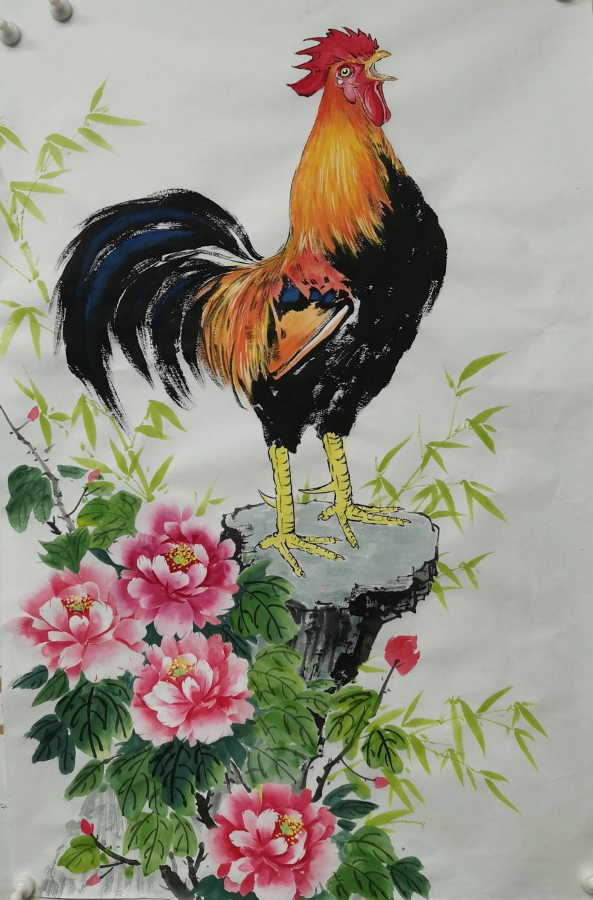 国画| 国画公鸡绘画步骤 国画   大公鸡 文化知识: 公鸡,是一种家禽