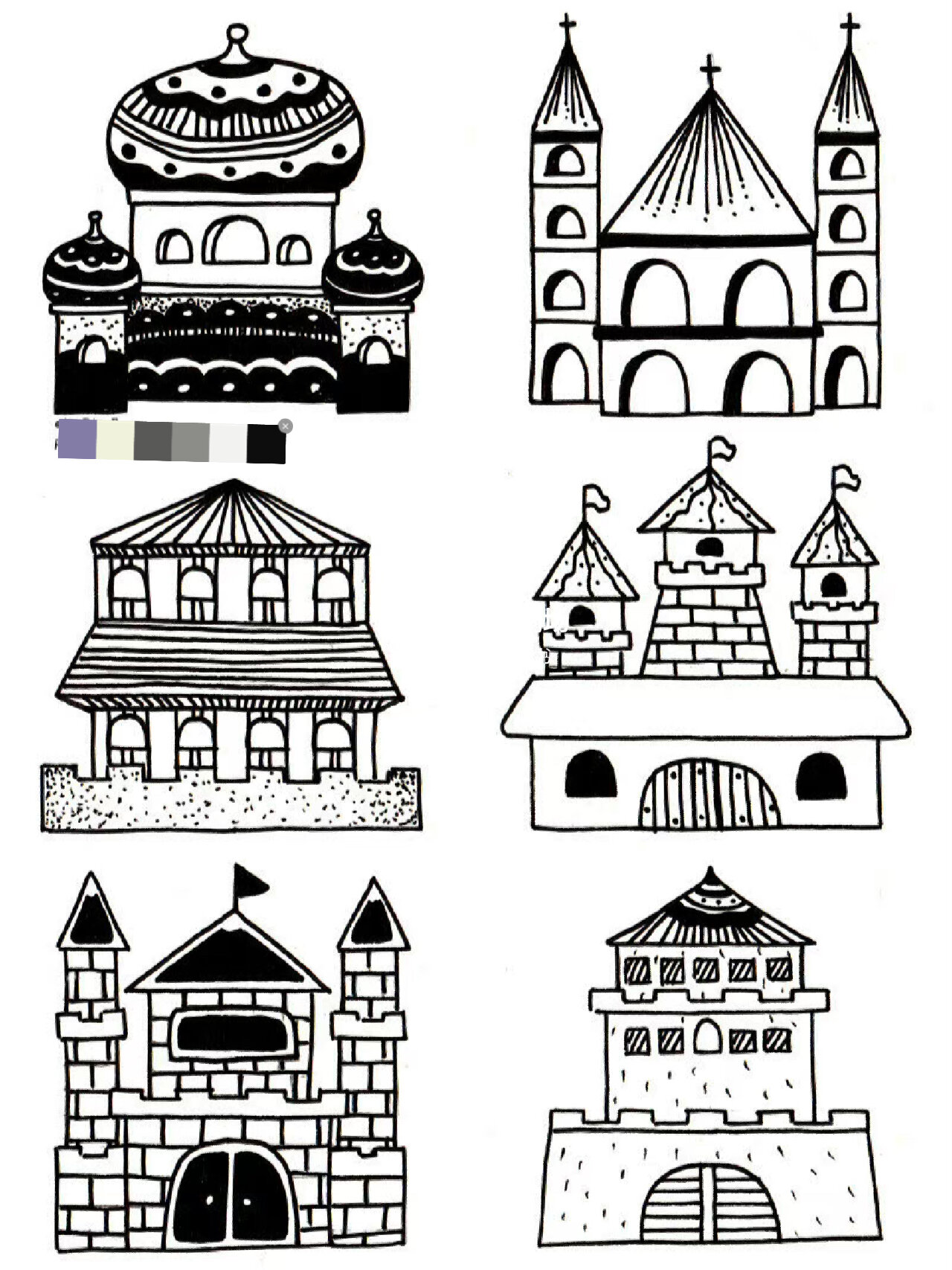 房屋城堡建筑,儿童简笔画