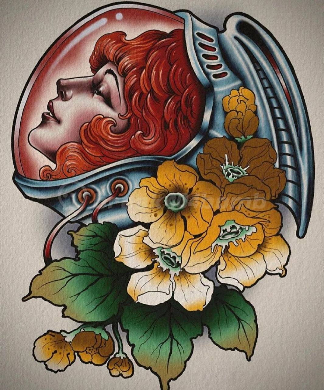 oldschool彩色花臂拼接纹身手稿 适合拼接花臂的中大图 · · · #old