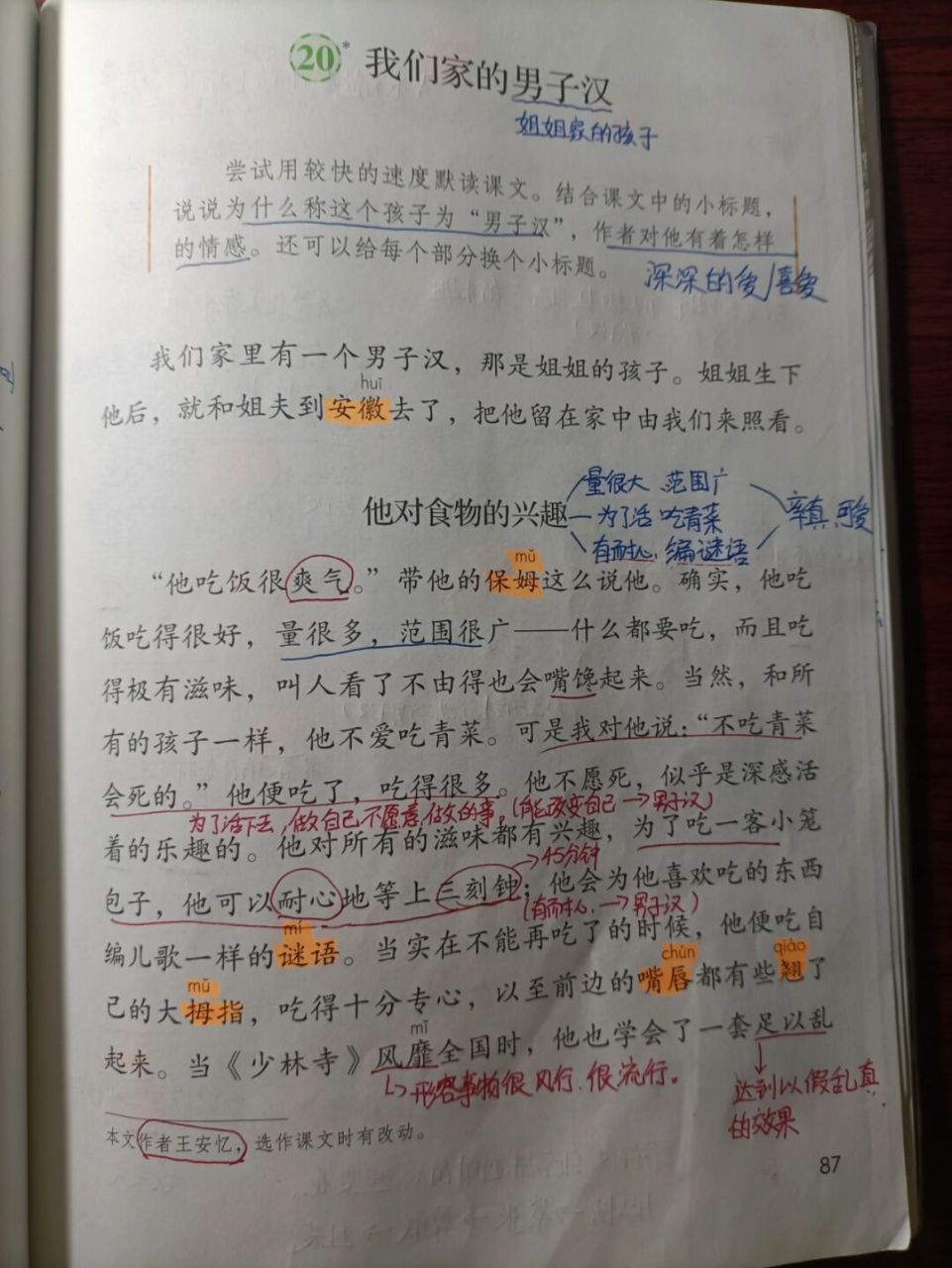 第二十课 我们家的男子汉 #四年级下册语文# #四年级语文下册# #四年