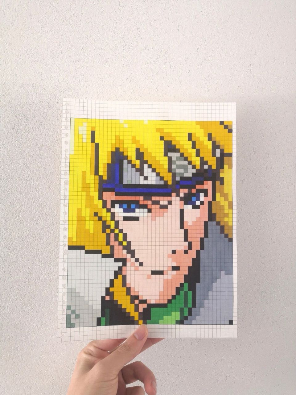 像素画:波风水门 永带妹yyds 网格本:a4 临摹请标记出处