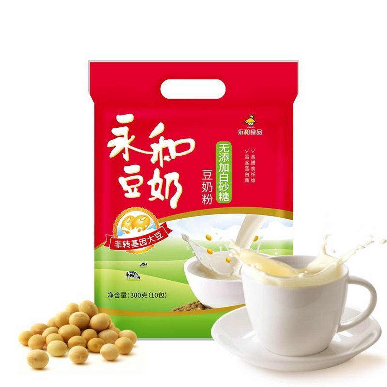 永和豆奶300g原磨原味粗纤维豆浆粉,9.9入!
