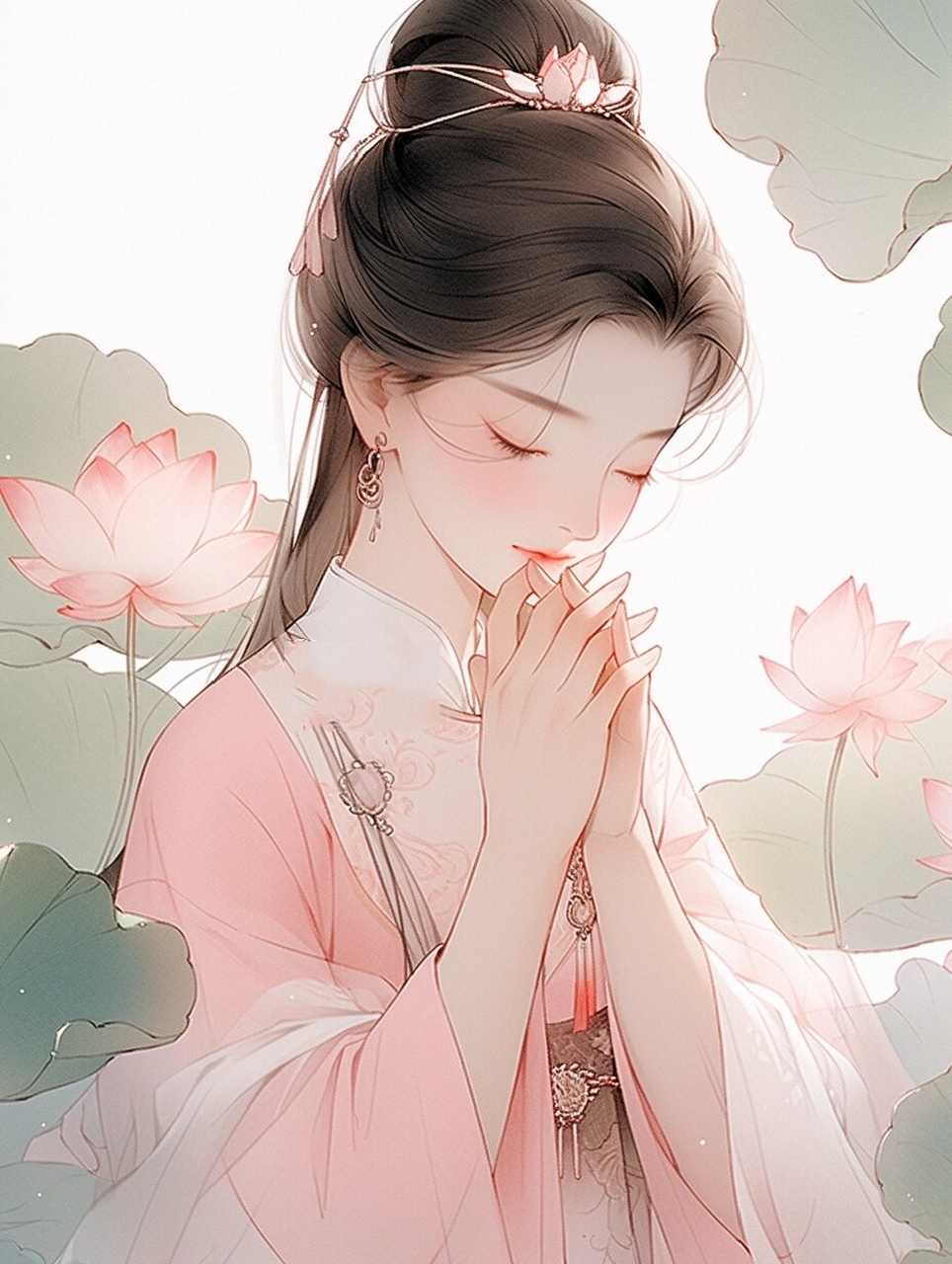 古风头像|荷花许愿壁纸|佛系少女头像壁纸 好运 100030303