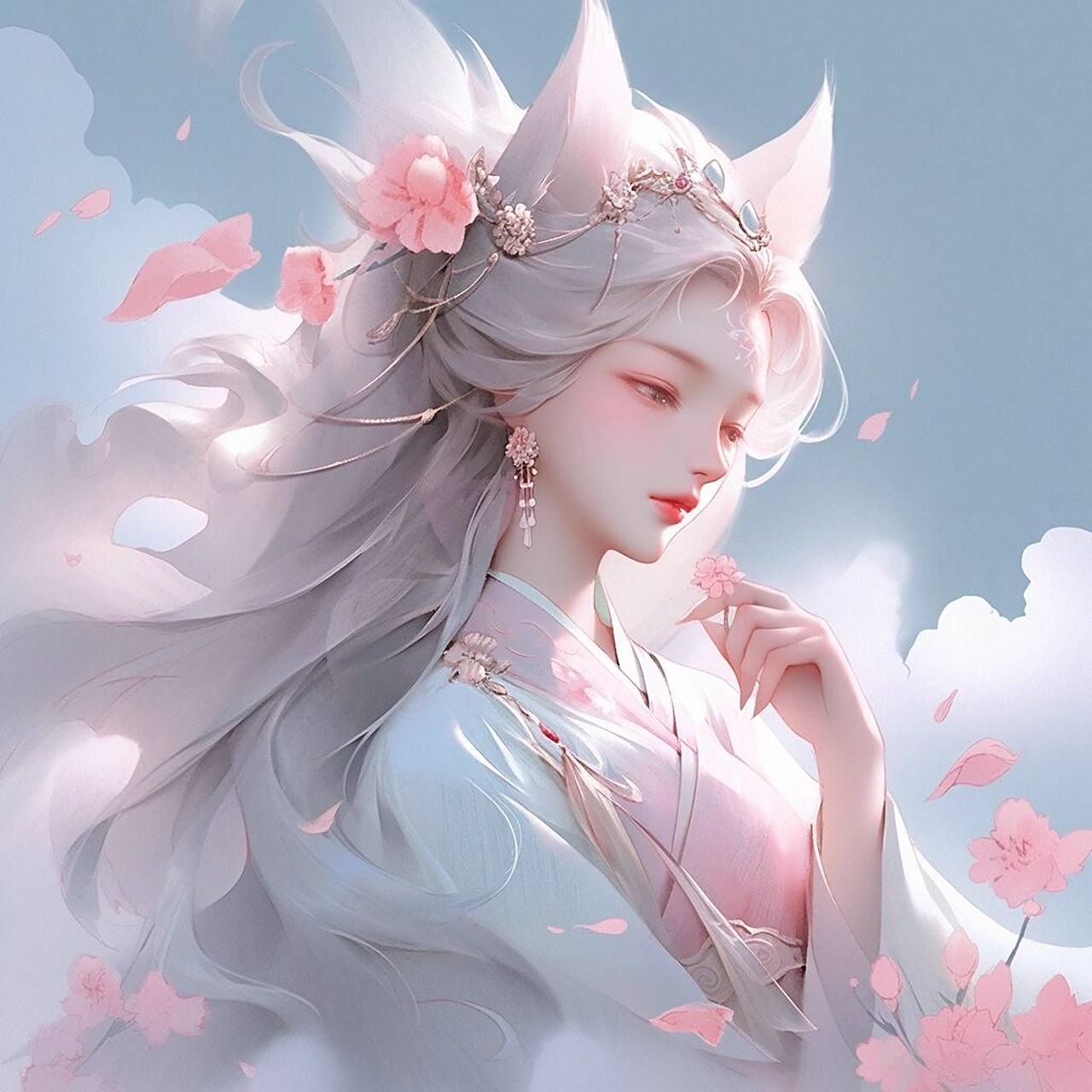 情侣头像|仙仙的狐狸02 这组狐狸耳恋人头像,不仅仙气十足,更带有