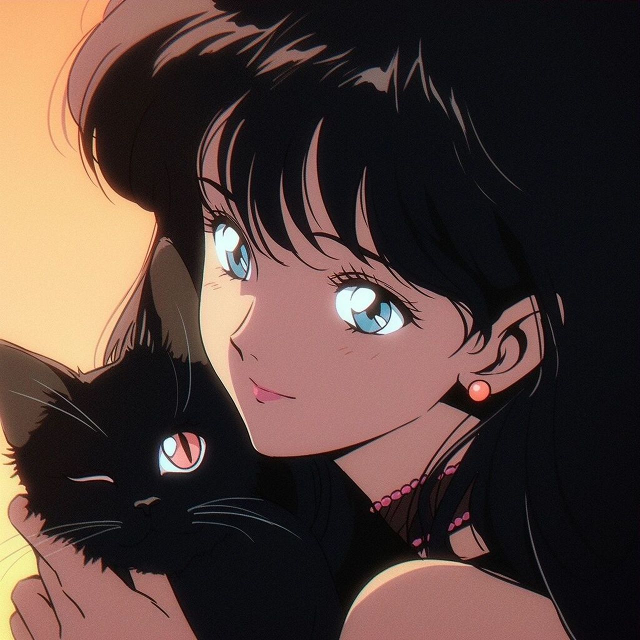 女孩与黑猫/旧漫头像/女生头像