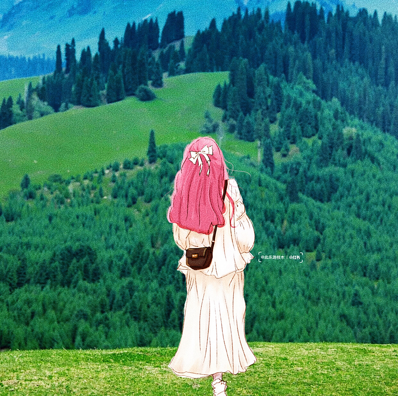 女生背影头像|浪漫世界值得孤身 手绘女生背影头像