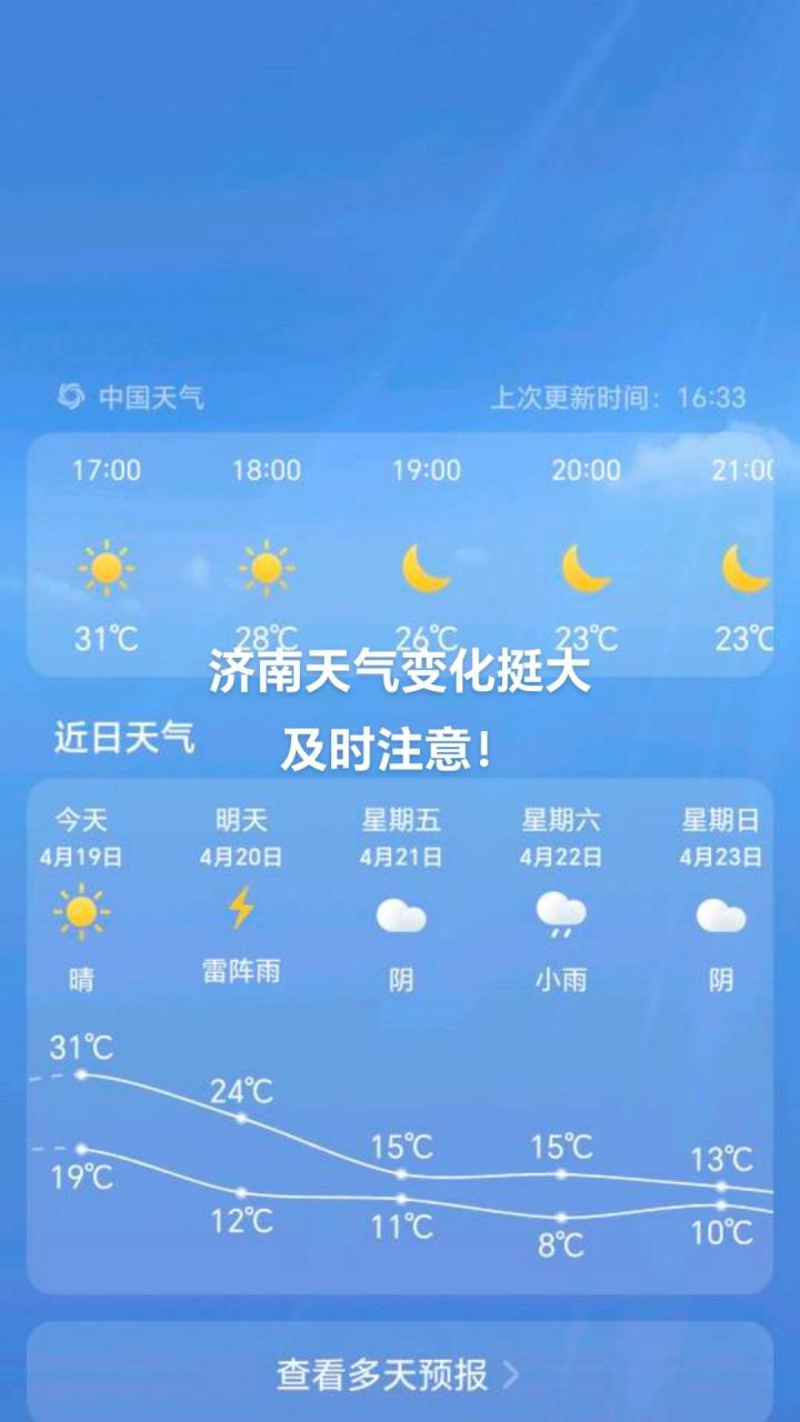 济南天气变化挺大!