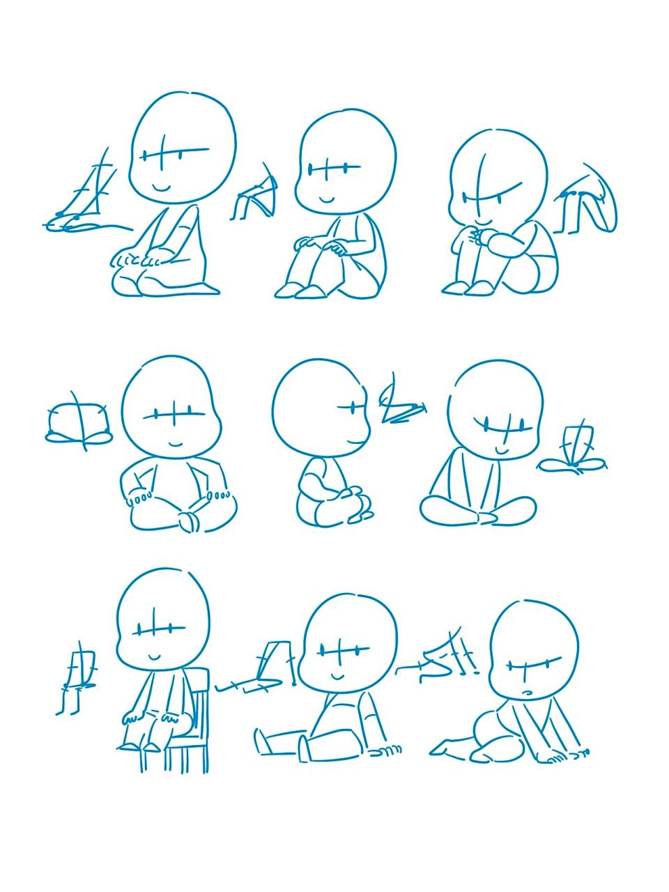 【一起学画吧】卡通q版小人坐姿