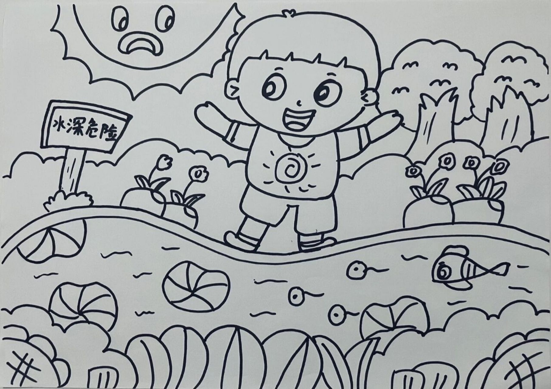 幼儿园考编主题画|防溺水主题画 夏天热点