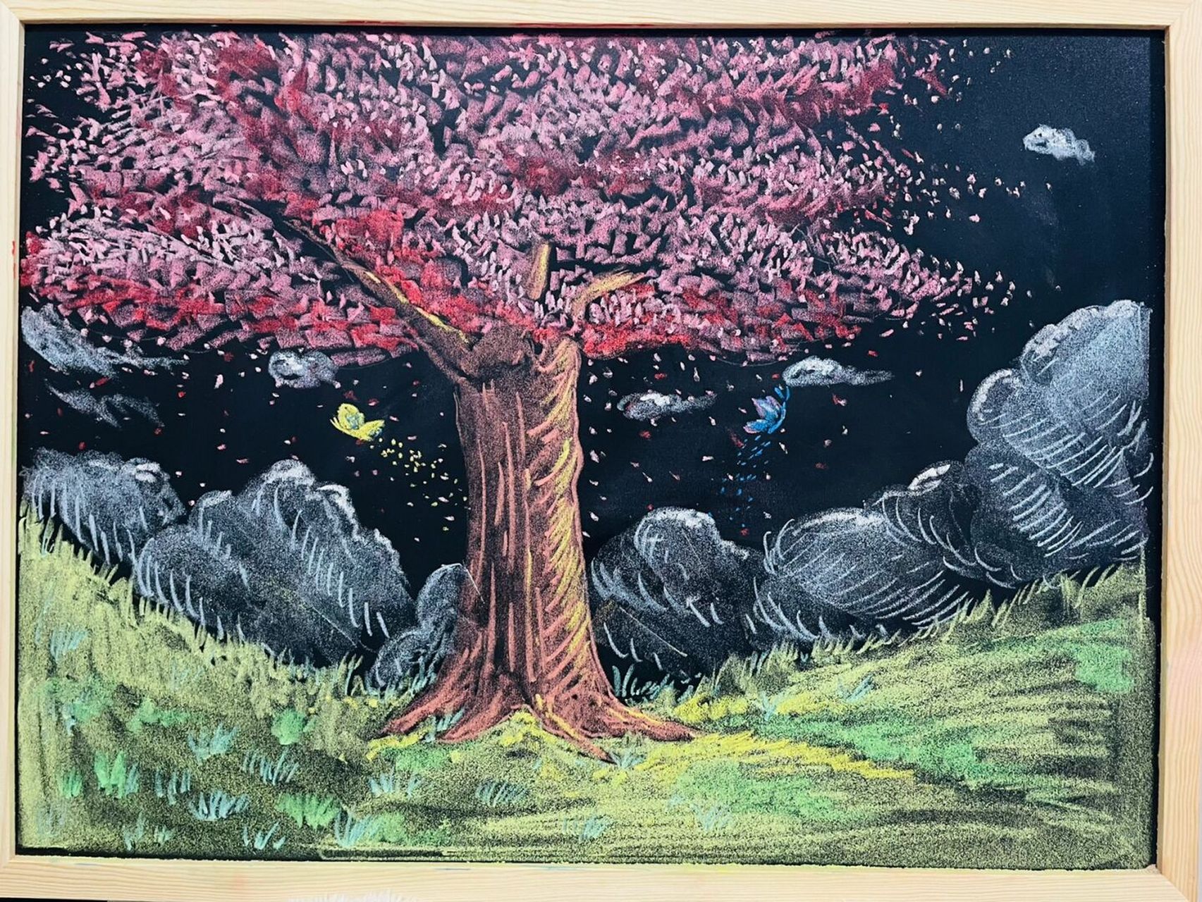 樱花烂漫几多时 恰是微醺春风日#粉笔画# 暖春樱花季 #黑板报素材