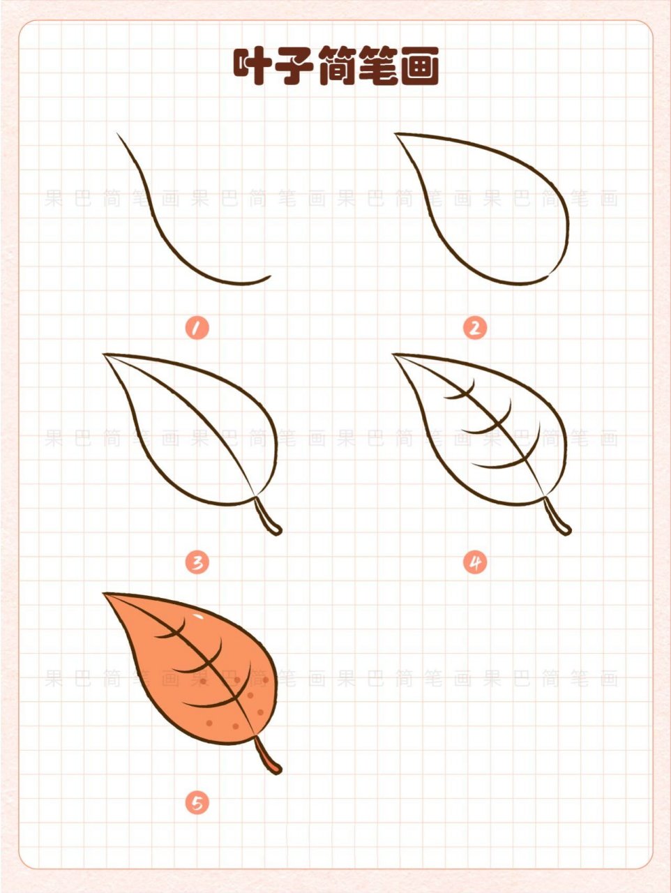 叶子简笔画丨植物叶子简笔画 卡通叶子绘画 叶子简笔画 叶子简笔画