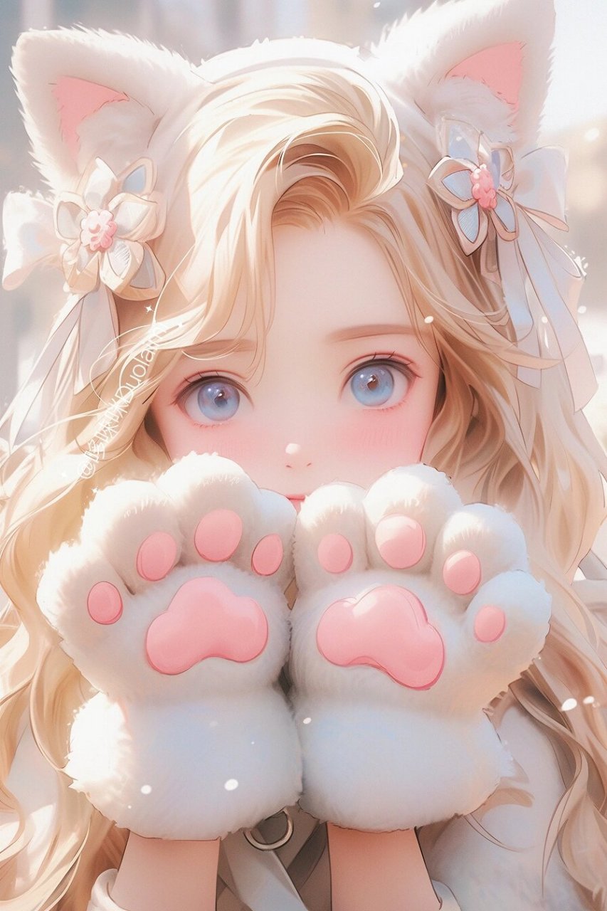 可爱壁纸92猫猫爪手套 cos萝莉少女孩头像