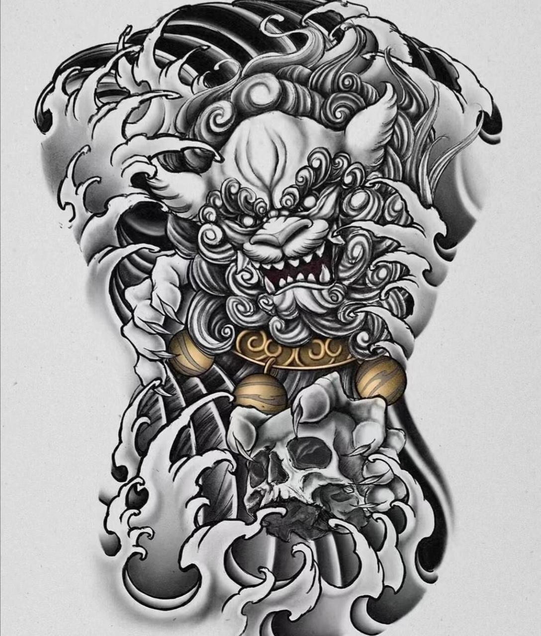 满背纹身.纹身手稿图案.后背纹身.刺青图   今日分享最新纹身手稿