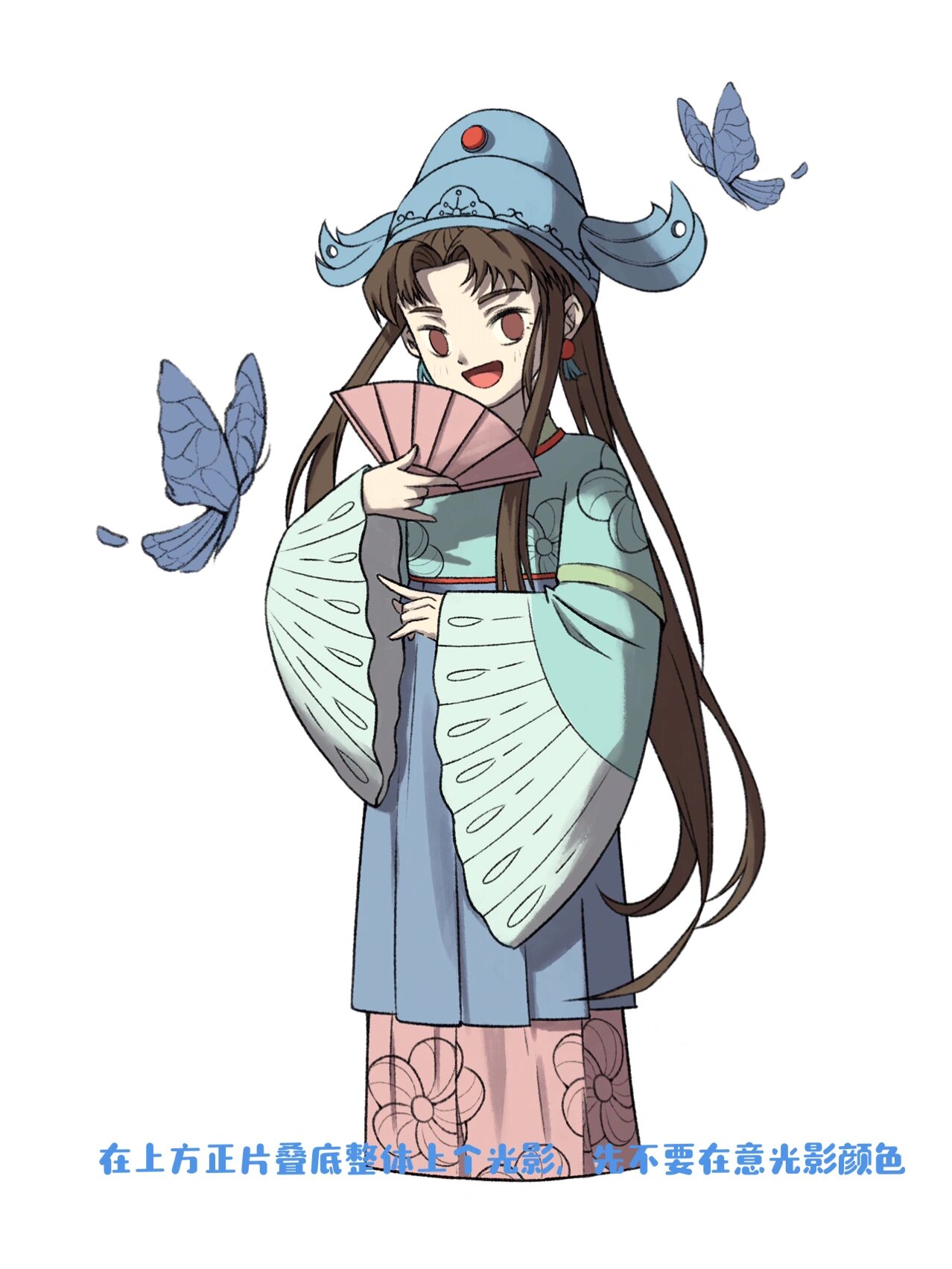 人物插画|祝英台|绘画过程 尝试一下这样发 感觉最近上色还是有点小