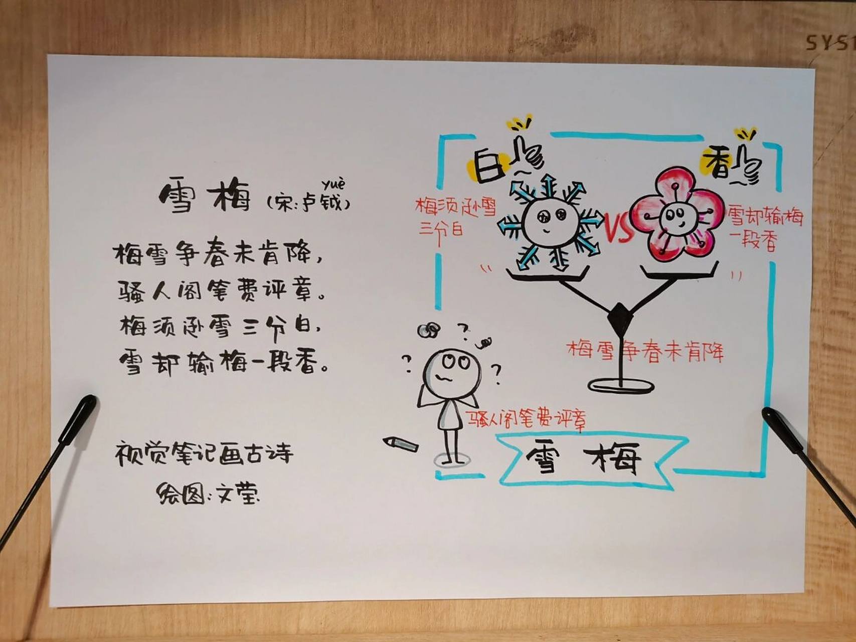 古诗配画小学生|《雪梅》  《雪梅》 嘿嘿,梅花和雪花究竟谁最好?