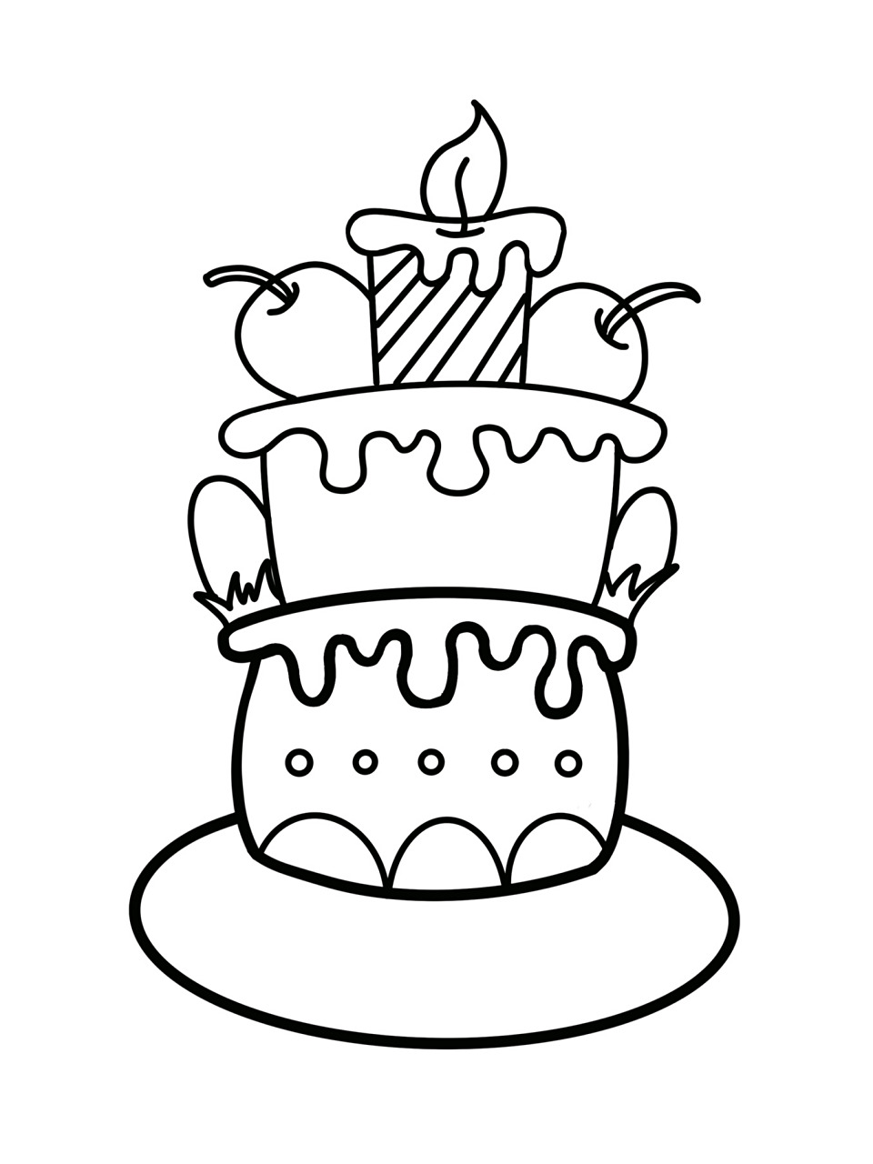 生日蛋糕 儿童画 创意画 带线稿哦 #儿童简笔画# #创意儿童画# #创意