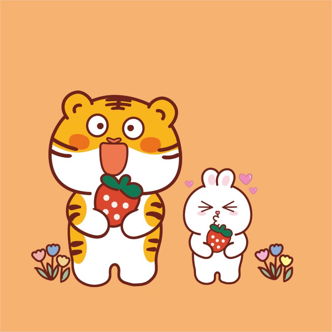 原创│虎萌萌兔子ip卡通形象 抱草莓 原创│虎萌萌兔子ip卡通形象