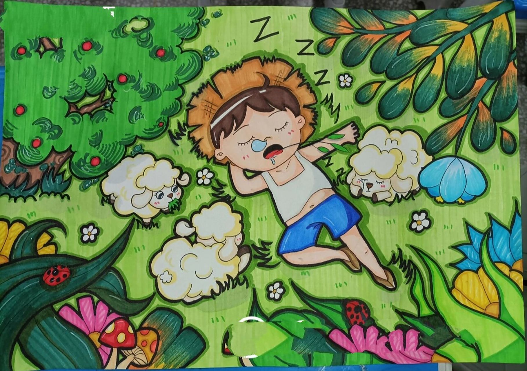 『原创儿童画』放羊的孩子