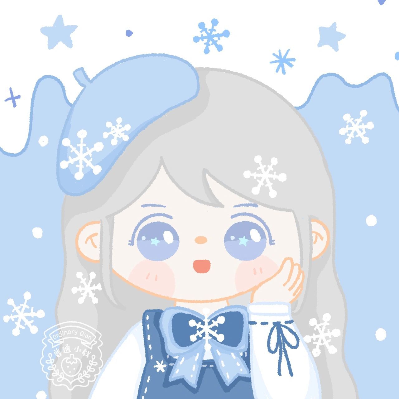 冬季恋歌蓝色系原创闺蜜头像女生头像 失踪小画家回归!