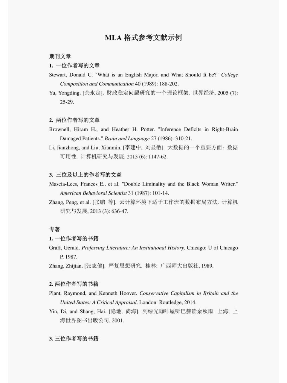 mla格式(三)|文末参考文献 works cited 74 将"works cited"居中,不