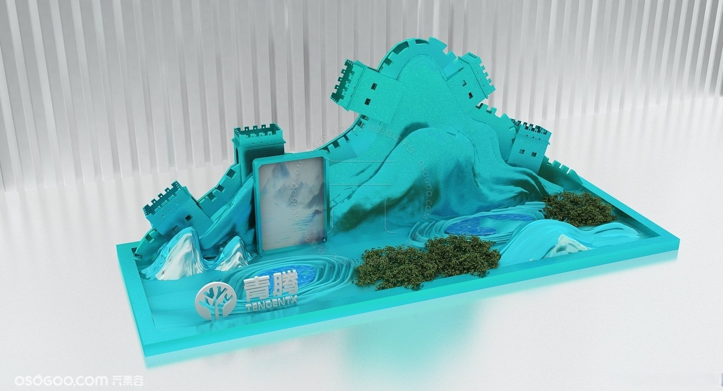 山水美陈/长城小品/景观小品效果图设计分享.