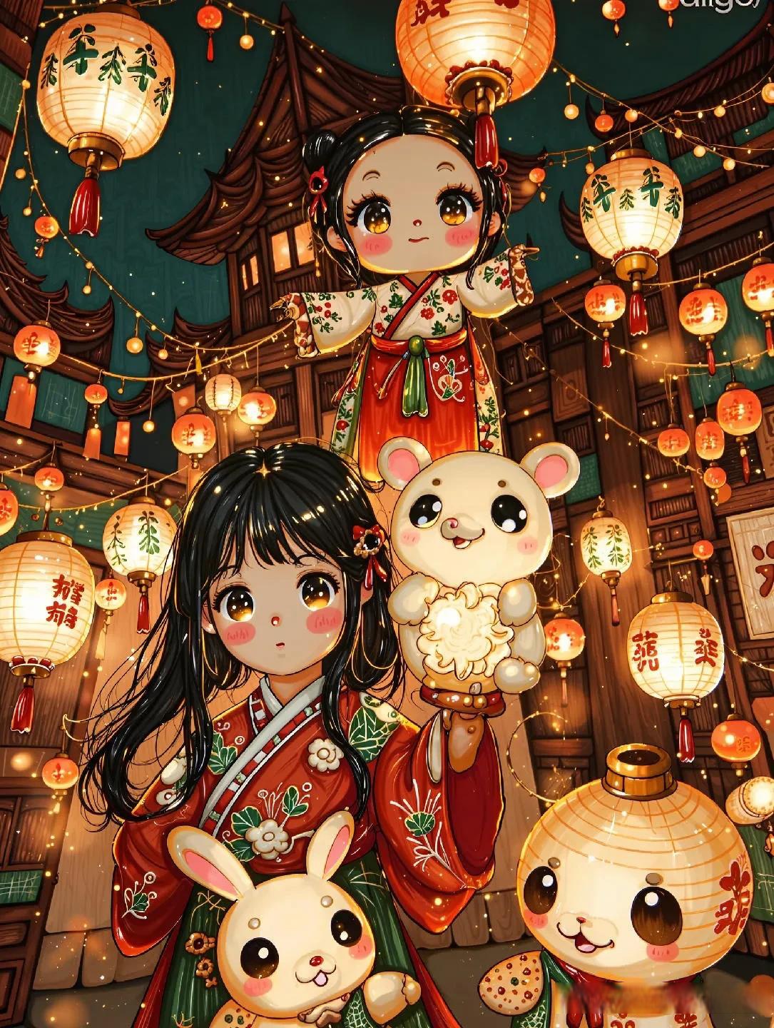 梦幻东方灯笼节听起来就很有氛围萌宠相伴更是增添了不少趣味