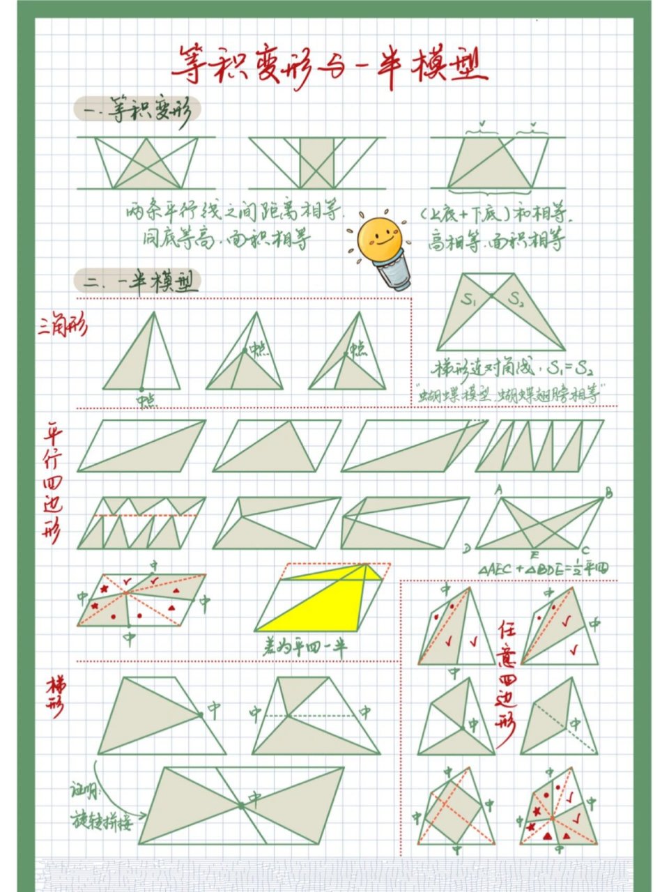 几何-小学面积公式大全 等积变形 一半模型