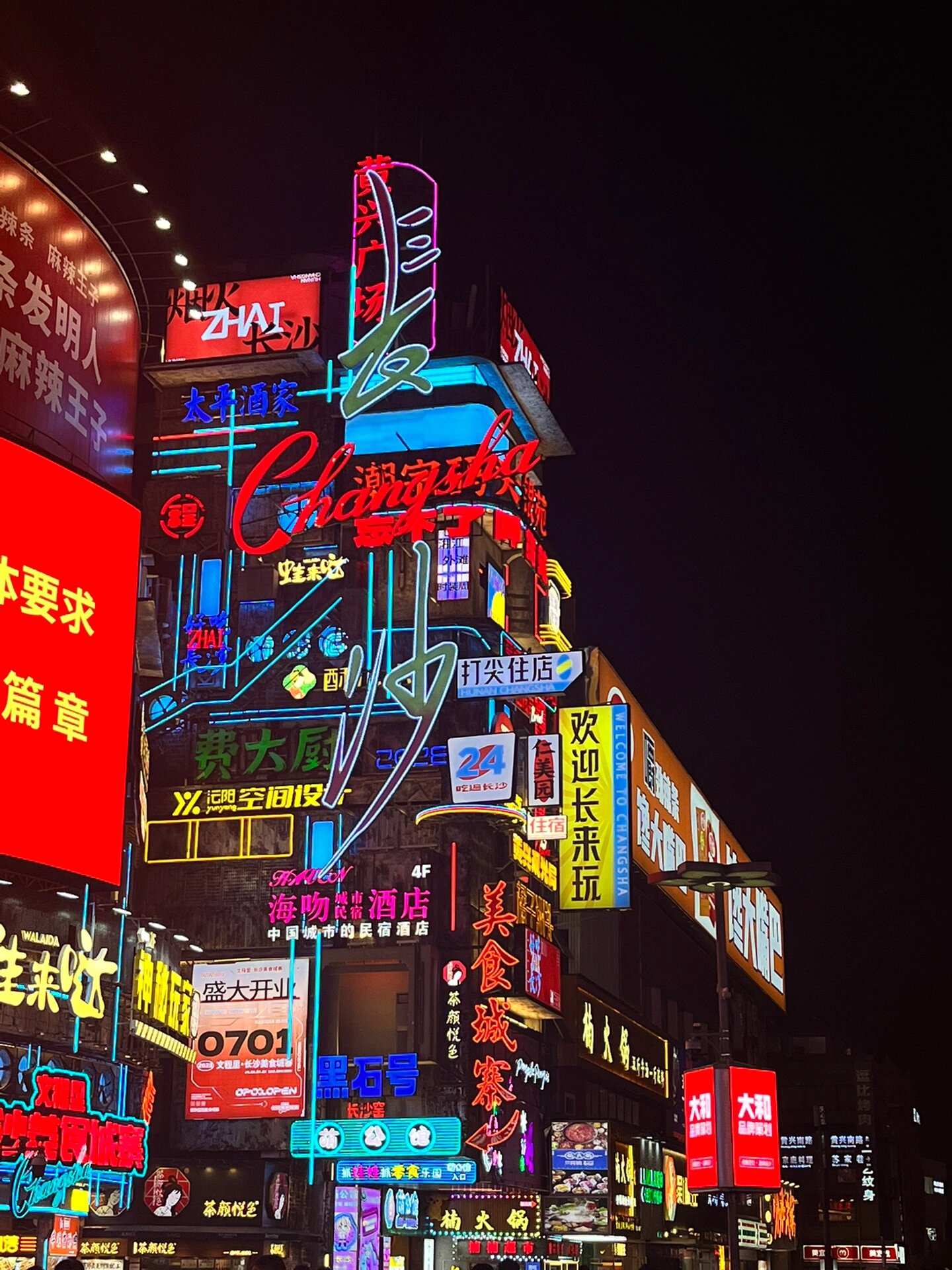 到处都是人从众! 但是霓虹灯!美食!长沙logo! 都太好拍啦!