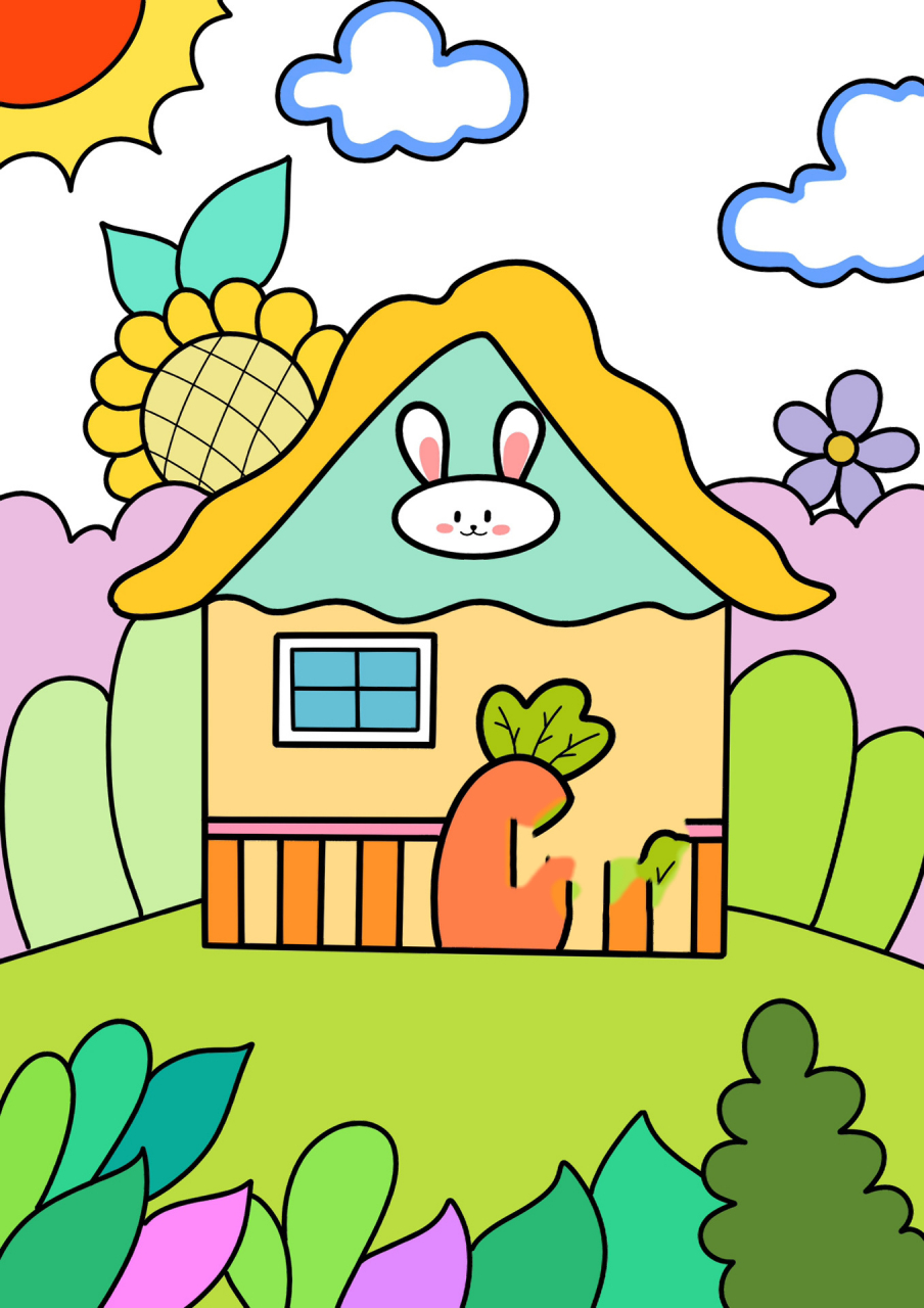 可爱的小房子 林中小屋儿童创意画 简笔画